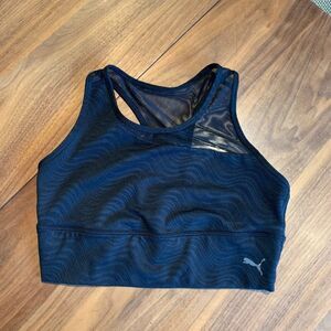 Puma athletic bra/ top, all stretch, racer back,sheer straps, EUC, sz s-m, Black